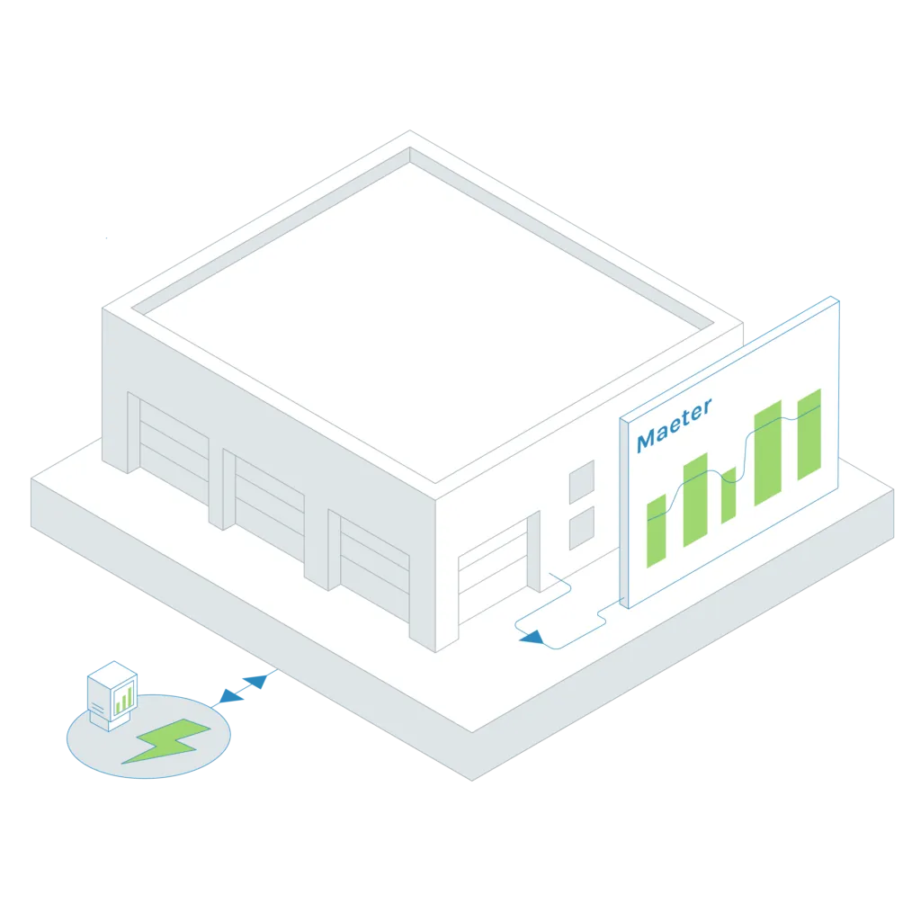 Illustratie van energiemonitoring met Maeter voor realtime inzicht in energieverbruik van vastgoed